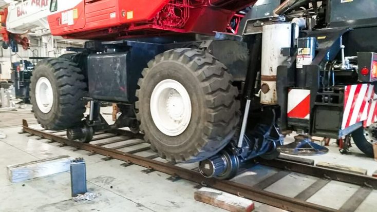 Rail mounted crane indoors